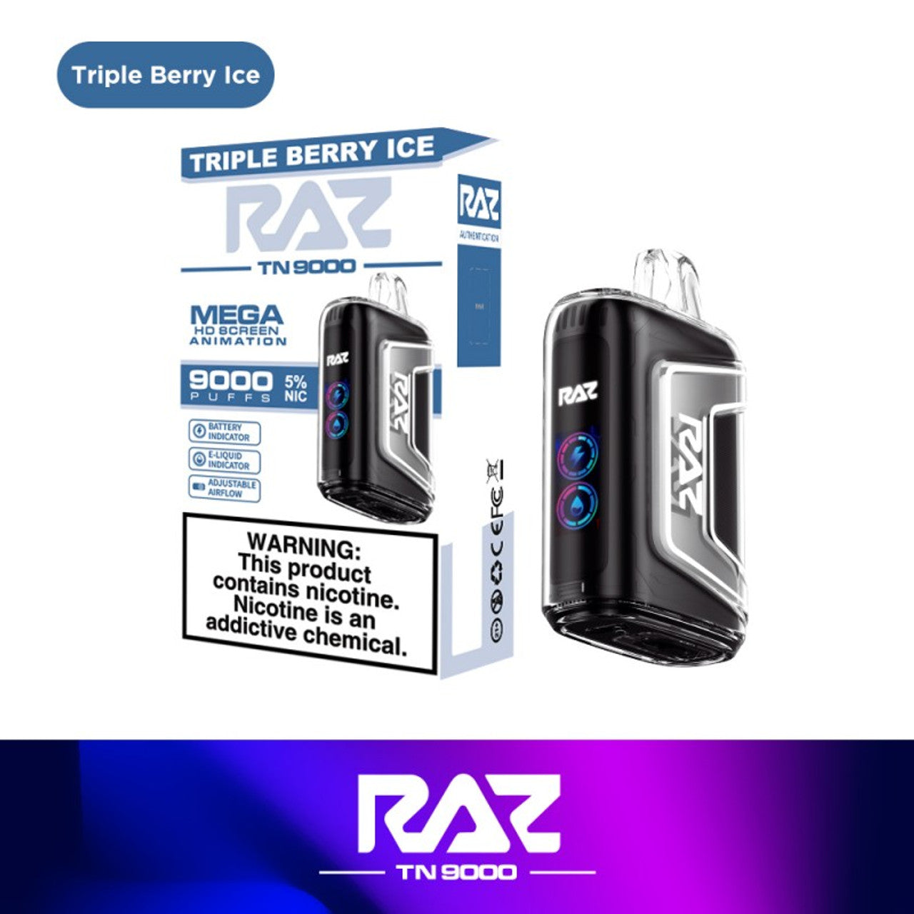 RAZ TN9000 - Triple Berry Ice | America's No.1 Online Vape Shop 