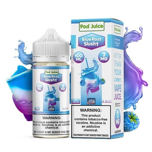 POD JUICE 55 FREEBASE LIQUID BLUE RAZZ SLUSHY FREEZE