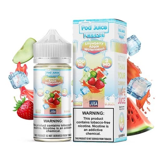 STRAWBERRY APPLE WATERMELON FREEZE POD JUICE 55 FREEBASE LIQUID - PRICE POINT NY
