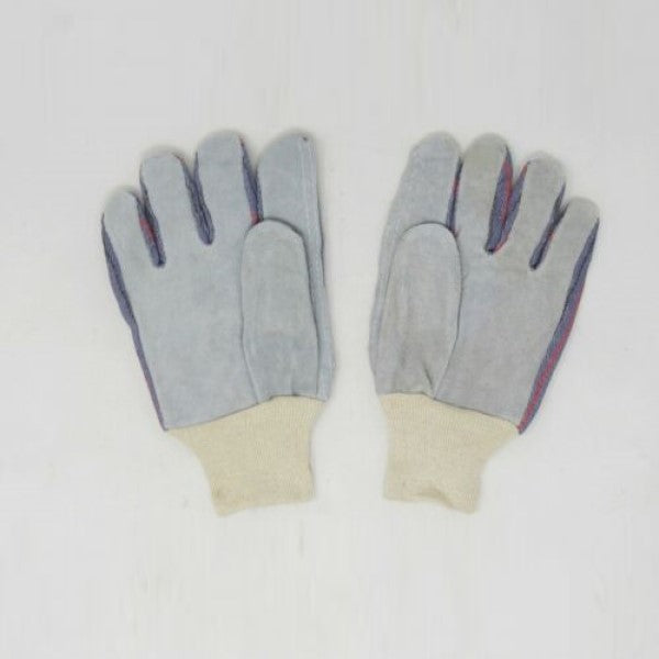 New 12 pair pack size L Grey Leather Gloves with knitted cuff/ Style # US-EWG
