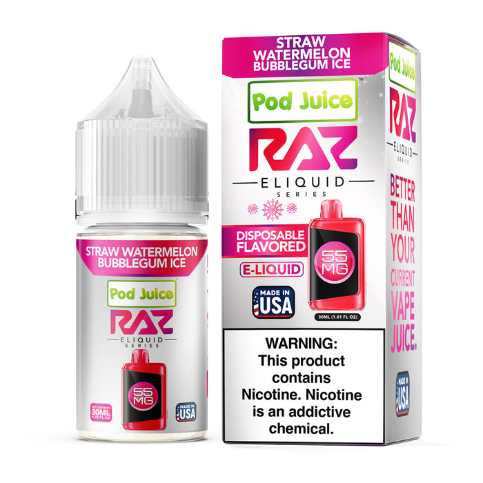 RAZ x Pod Juice - Straw Watermelon Bubblegum Ice | 30ml