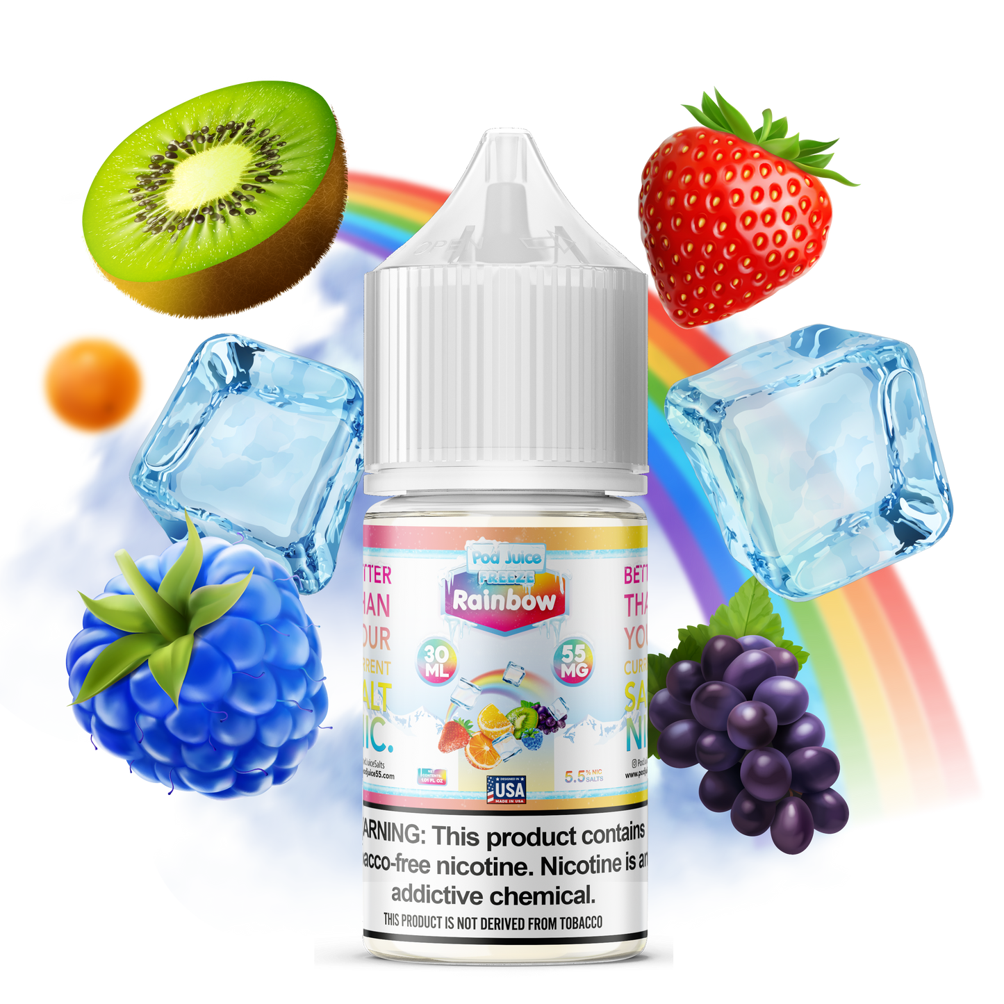 Pod Juice TFN Salt Nic - Rainbow Freeze (30ml)