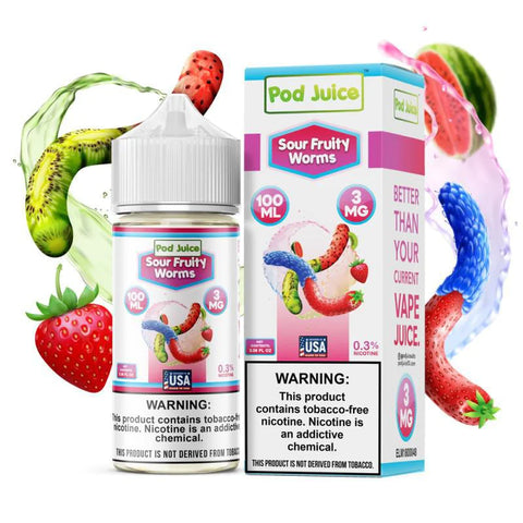 Pod Juice Freebase Nicotine - Sour Fruity Worms