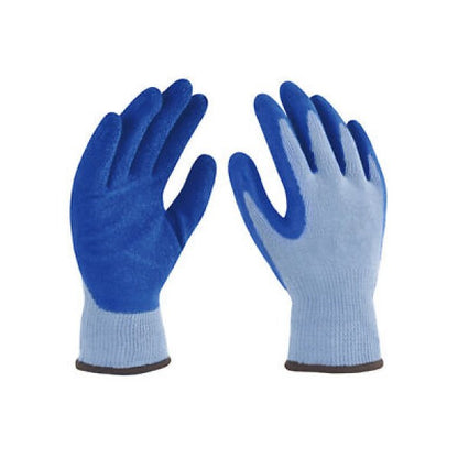 New 12 pair pack size L Blue Latex palm coated gloves Work Home Style # US-PLG